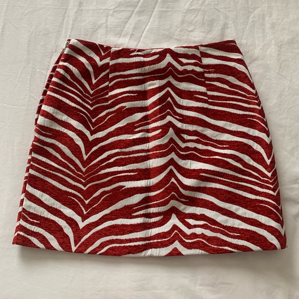 Red tiger print mini skirt